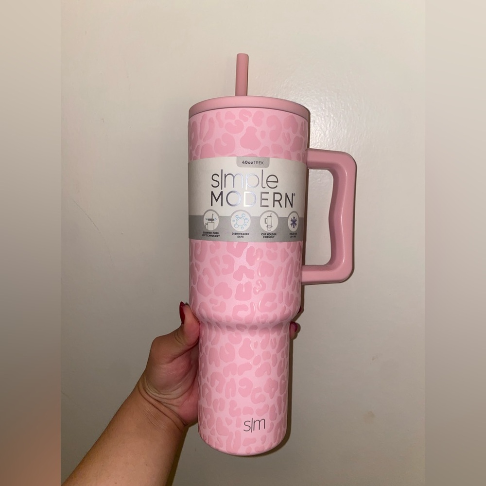 Simple Modern Pink Leopard Tumbler 40oz